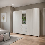 Closet Java Niebla y Blanco 230x200cm con Tres Cajones con Cinco Compartimientos y con Espejo - CLOSETS | Bylmo