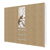 Closet Java Rovere y Blanco 230x200cm con Tres Cajones con Cinco Compartimientos y con Espejo - CLOSETS | Bylmo