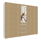 Closet Java Rovere y Blanco 230x200cm con Tres Cajones con Cinco Compartimientos y con Espejo - CLOSETS | Bylmo
