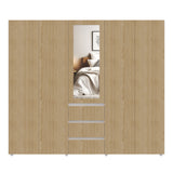Closet Java Rovere y Blanco 230x200cm con Tres Cajones con Cinco Compartimientos y con Espejo - CLOSETS | Bylmo