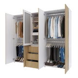 Closet Java Rovere y Blanco 230x200cm con Tres Cajones con Cinco Compartimientos y con Espejo - CLOSETS | Bylmo