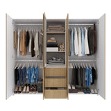 Closet Java Rovere y Blanco 230x200cm con Tres Cajones con Cinco Compartimientos y con Espejo - CLOSETS | Bylmo