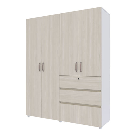 Closet Luanda Niebla y Blanco 160x200cm con Dos Cajones con Tres Compartimientos y con Espejo - CLOSETS | Bylmo