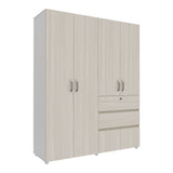 Closet Luanda Niebla y Blanco 160x200cm con Dos Cajones con Tres Compartimientos y con Espejo - CLOSETS | Bylmo
