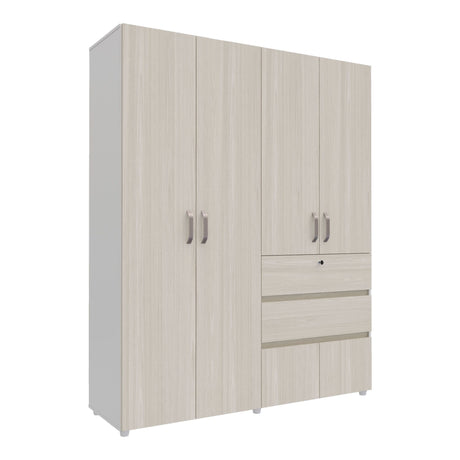 Closet Luanda Niebla y Blanco 160x200cm con Dos Cajones con Tres Compartimientos y con Espejo - CLOSETS | Bylmo