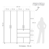 Closet Luanda Duna y Blanco 160x200cm con Dos Cajones con Tres Compartimientos y con Espejo - CLOSETS | Bylmo