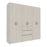 Closet Luanda Niebla y Blanco 200x200cm con Dos Cajones y con Cuatro Compartimientos - CLOSETS | Bylmo