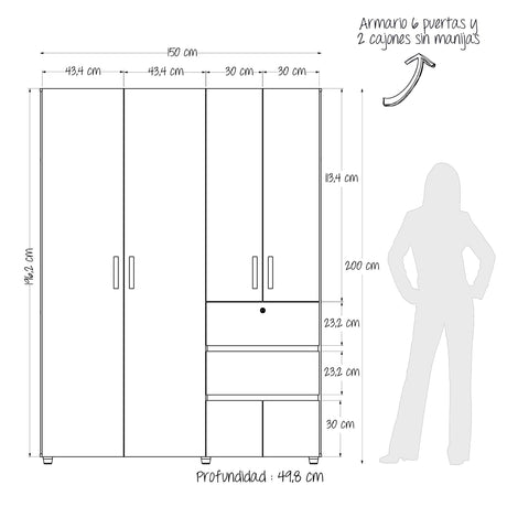 Closet Riga Duna y Blanco 150x200cm con Dos Cajones y con Seis Compartimientos - CLOSETS | Bylmo