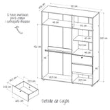 Closet Riga Gales y Wengue 150x200cm con Dos Cajones y con Seis Compartimientos - CLOSETS | Bylmo