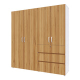 Closet Riga Duna y Blanco 190x200cm con Dos Cajones y con Seis Compartimientos - CLOSETS | Bylmo
