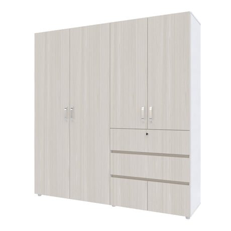 Closet Riga Niebla y Blanco 190x200cm con Dos Cajones y con Seis Compartimientos - CLOSETS | Bylmo