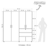 Closet Riga Niebla y Blanco 190x200cm con Dos Cajones y con Seis Compartimientos - CLOSETS | Bylmo