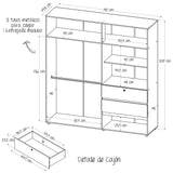Closet Riga Niebla y Blanco 190x200cm con Dos Cajones y con Seis Compartimientos - CLOSETS | Bylmo
