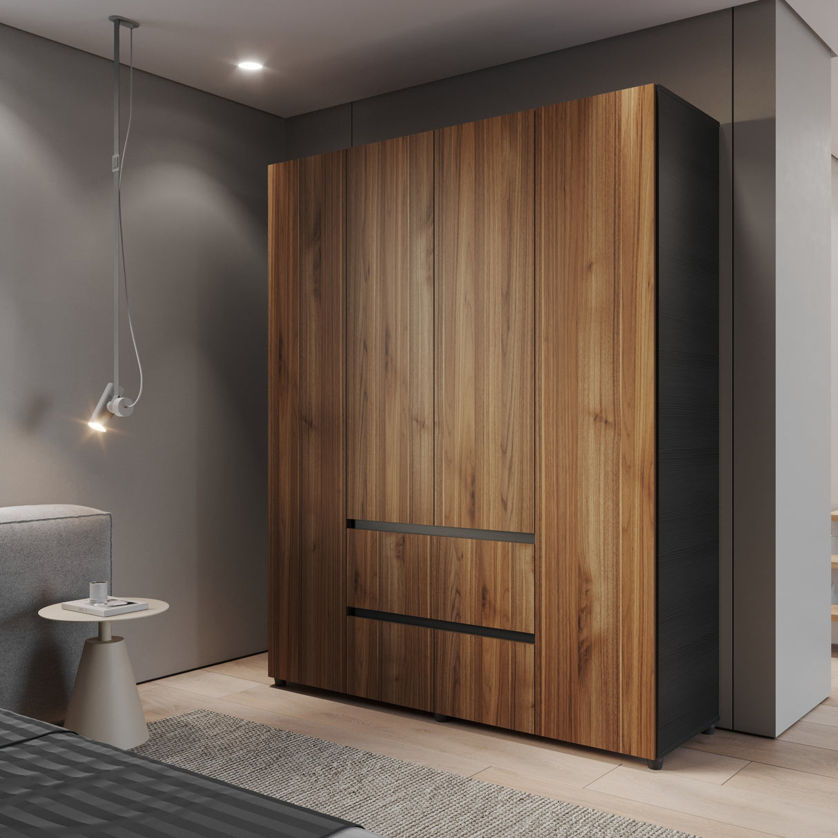 Closet Lemnos Gales y Wengue 160x200cm con Dos Cajones y con Ocho Compartimientos - CLOSETS | Bylmo