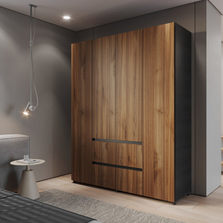 Closet Lemnos Gales y Wengue 160x200cm con Dos Cajones y con Ocho Compartimientos - CLOSETS | Bylmo