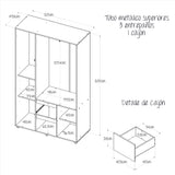 Closet Lemnos Niebla y Blanco 120x200cm con Un Cajón y con Siete Compartimientos - CLOSETS | Bylmo