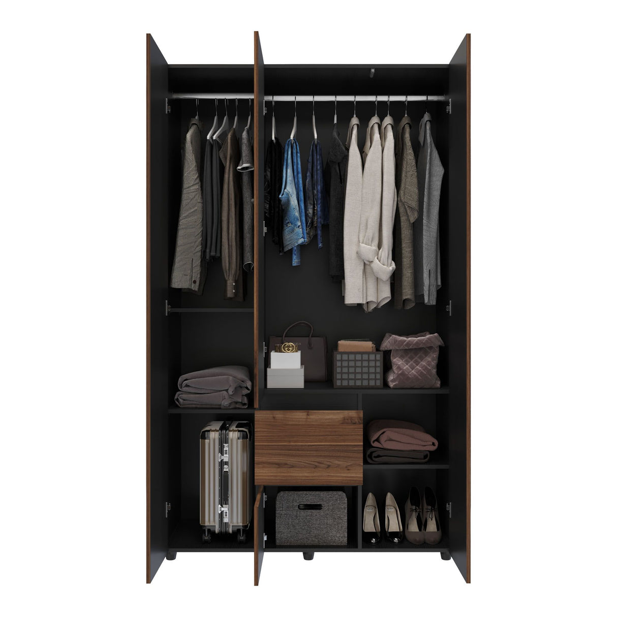 Closet Lemnos Gales y Wengue 120x200cm con Un Cajón y con Siete Compartimientos - CLOSETS | Bylmo