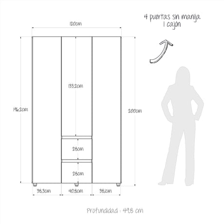 Closet Lemnos Gales y Wengue 120x200cm con Un Cajón y con Siete Compartimientos - CLOSETS | Bylmo