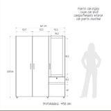 Closet Perla Fume y Wengue 160x200cm con Un Cajón con Seis Compartimientos y con Espejo - CLOSETS | Bylmo