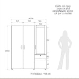 Closet Perla Niebla y Blanco 160x200cm con Un Cajón con Seis Compartimientos y con Espejo - CLOSETS | Bylmo
