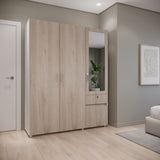 Closet Perla Ceniza y Blanco 160x200cm con Un Cajón con Seis Compartimientos y con Espejo - CLOSETS | Bylmo
