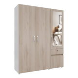Closet Perla Ceniza y Blanco 160x200cm con Un Cajón con Seis Compartimientos y con Espejo - CLOSETS | Bylmo