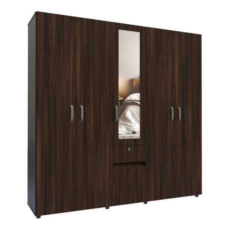 Closet Perla Fume y Wengue 200x200cm con Un Cajón con Siete Compartimientos y con Espejo - CLOSETS | Bylmo