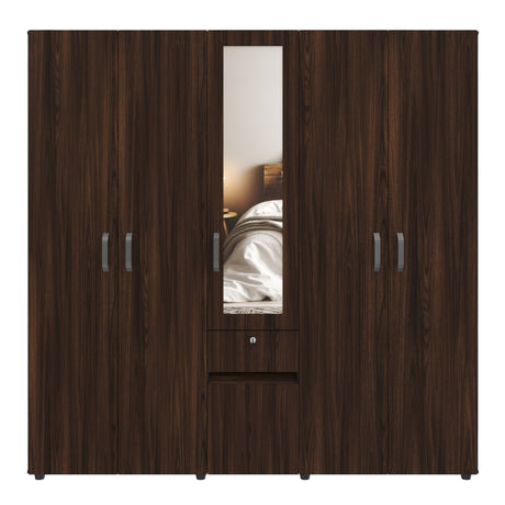 Closet Perla Fume y Wengue 200x200cm con Un Cajón con Siete Compartimientos y con Espejo - CLOSETS | Bylmo