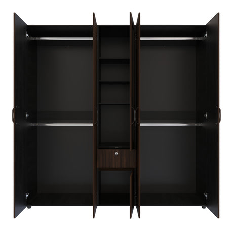 Closet Perla Fume y Wengue 200x200cm con Un Cajón con Siete Compartimientos y con Espejo - CLOSETS | Bylmo