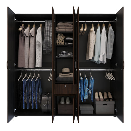 Closet Perla Fume y Wengue 200x200cm con Un Cajón con Siete Compartimientos y con Espejo - CLOSETS | Bylmo