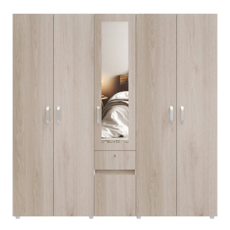 Closet Perla Ceniza y Blanco 200x200cm con Un Cajón con Siete Compartimientos y con Espejo - CLOSETS | Bylmo