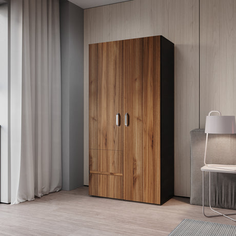 Closet Malabo Gales y Wengue 100x198cm con Dos Cajones y con Dos Compartimientos - CLOSETS | Bylmo