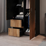 Closet Malabo Gales y Wengue 100x198cm con Dos Cajones y con Dos Compartimientos - CLOSETS | Bylmo