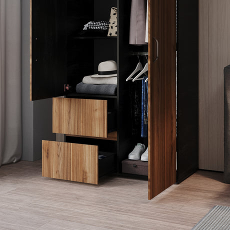 Closet Malabo Gales y Wengue 100x198cm con Dos Cajones y con Dos Compartimientos - CLOSETS | Bylmo