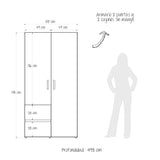 Closet Malabo Gales y Wengue 100x198cm con Dos Cajones y con Dos Compartimientos - CLOSETS | Bylmo