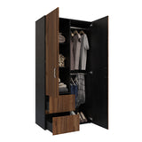 Closet Malabo Gales y Wengue 100x198cm con Dos Cajones y con Dos Compartimientos - CLOSETS | Bylmo
