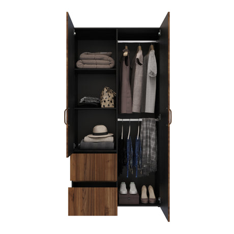 Closet Malabo Gales y Wengue 100x198cm con Dos Cajones y con Dos Compartimientos - CLOSETS | Bylmo