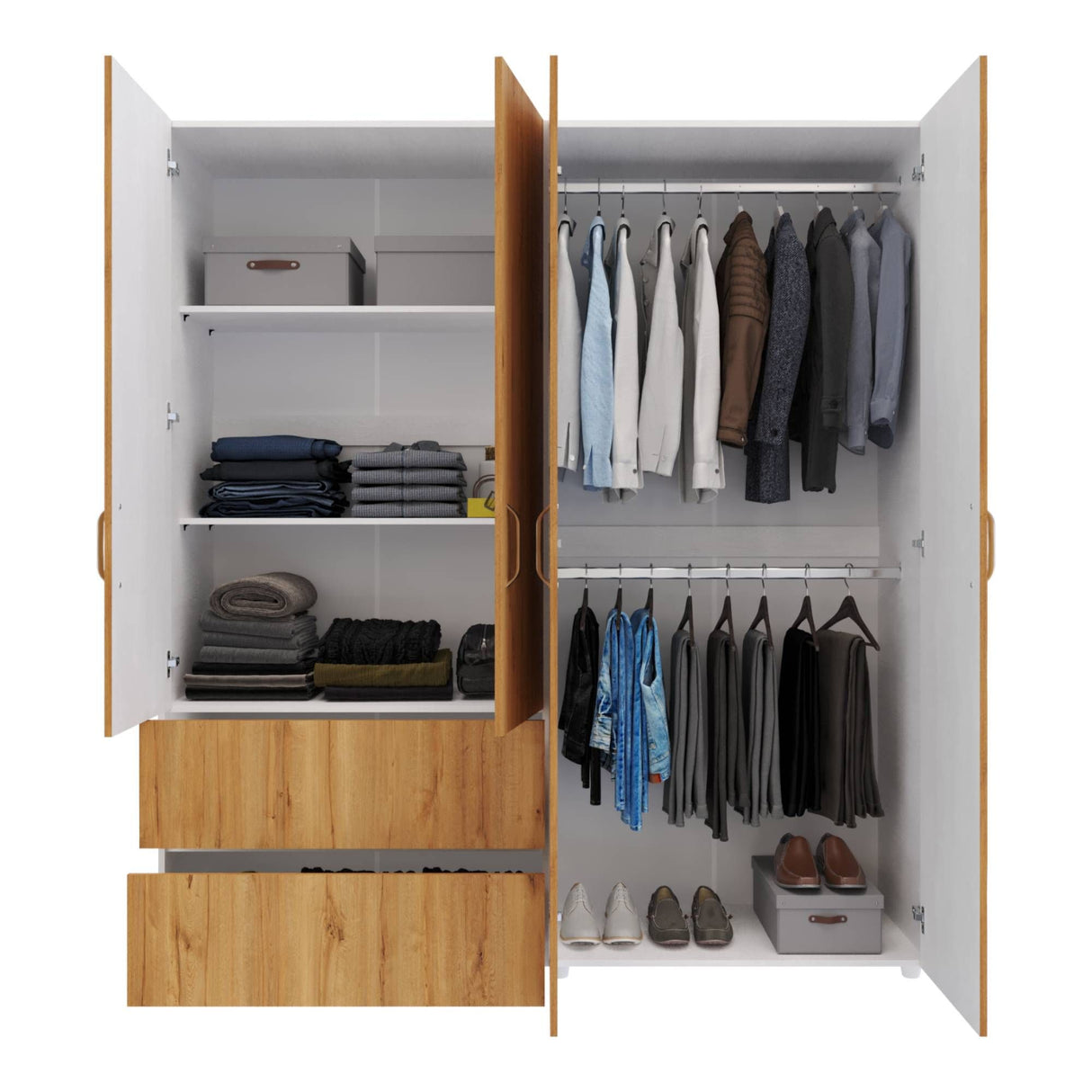 Closet Malabo Duna y Blanco 180x200cm con Dos Cajones y con Tres Compartimientos - CLOSETS | Bylmo