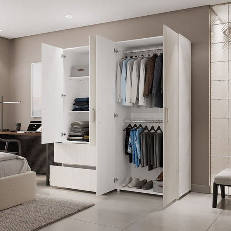 Closet Malabo Niebla y Blanco 180x200cm con Dos Cajones y con Tres Compartimientos - CLOSETS | Bylmo