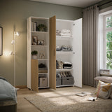 Closet Jazmin Blanco y Rovere 140x200cm sin Cajones y con Nueve Compartimientos - CLOSETS | Bylmo