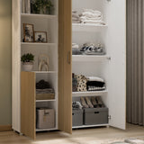 Closet Jazmin Blanco y Rovere 140x200cm sin Cajones y con Nueve Compartimientos - CLOSETS | Bylmo