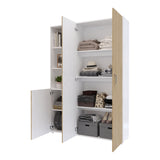 Closet Jazmin Blanco y Rovere 140x200cm sin Cajones y con Nueve Compartimientos - CLOSETS | Bylmo