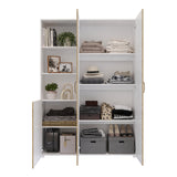 Closet Jazmin Blanco y Rovere 140x200cm sin Cajones y con Nueve Compartimientos - CLOSETS | Bylmo