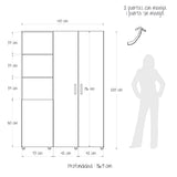 Closet Jazmin Wengue y Fume 140x200cm sin Cajones y con Nueve Compartimientos - CLOSETS | Bylmo
