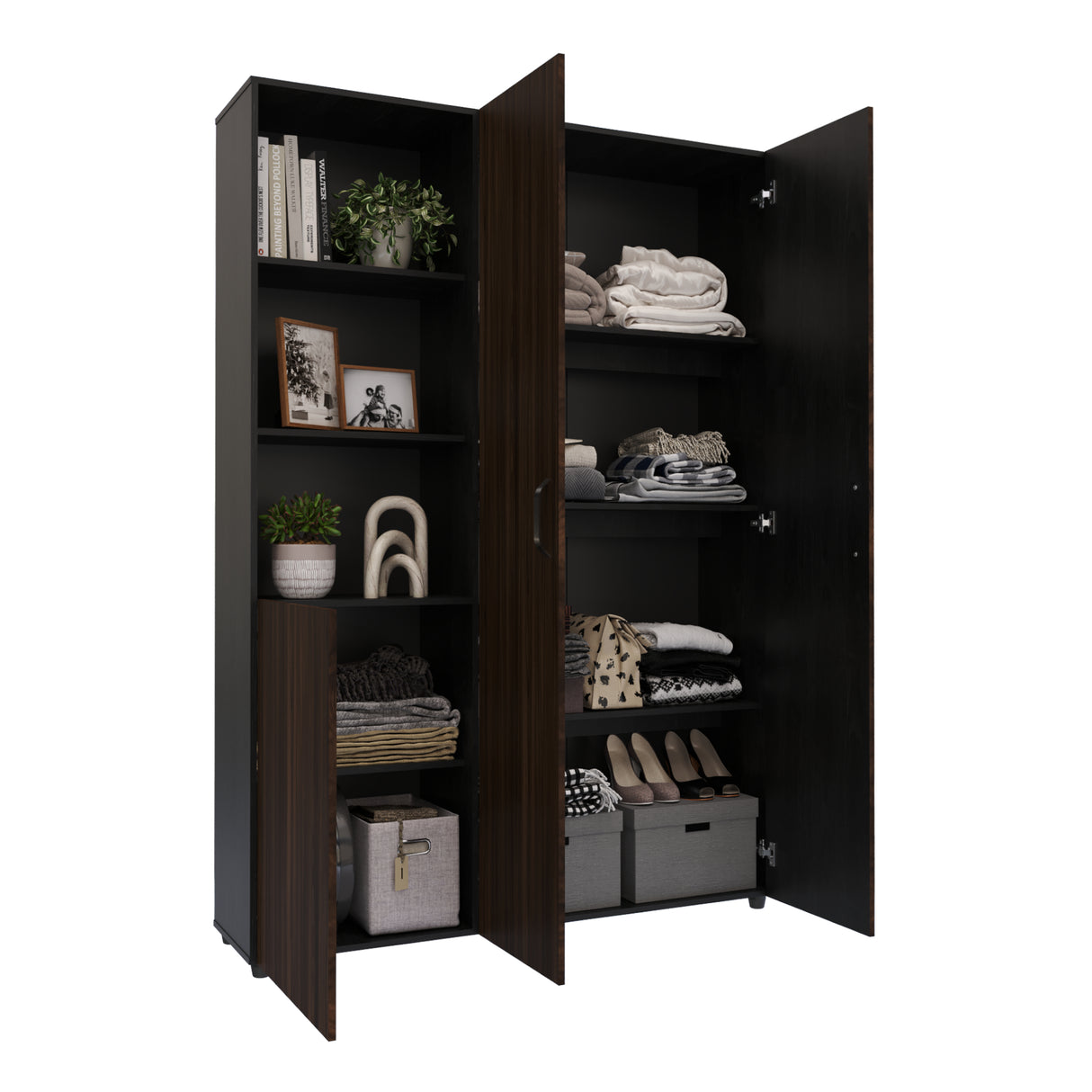 Closet Jazmin Wengue y Fume 140x200cm sin Cajones y con Nueve Compartimientos - CLOSETS | Bylmo