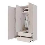 Closet Tripoli Blanco y Niebla 140x200cm con Dos Cajones y con Seis Compartimientos - CLOSETS | Bylmo