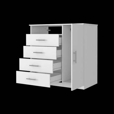 Cómoda Peru Blanco 91x89.2cm de Cinco Hileras con Cuatro Cajones y con Espacio para TV - CAJONERAS Y COMODAS | Bylmo