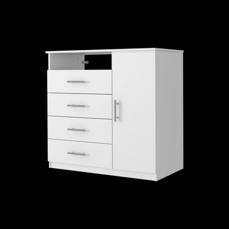 Cómoda Peru Blanco 91x89.2cm de Cinco Hileras con Cuatro Cajones y con Espacio para TV - CAJONERAS Y COMODAS | Bylmo