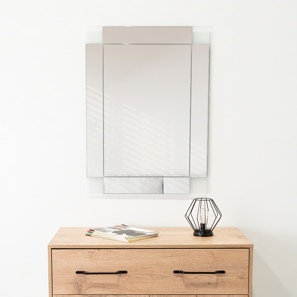 Espejo de Baño Yorlin Gris 60x80cm Rectangular sin Marco y con Sandblasting