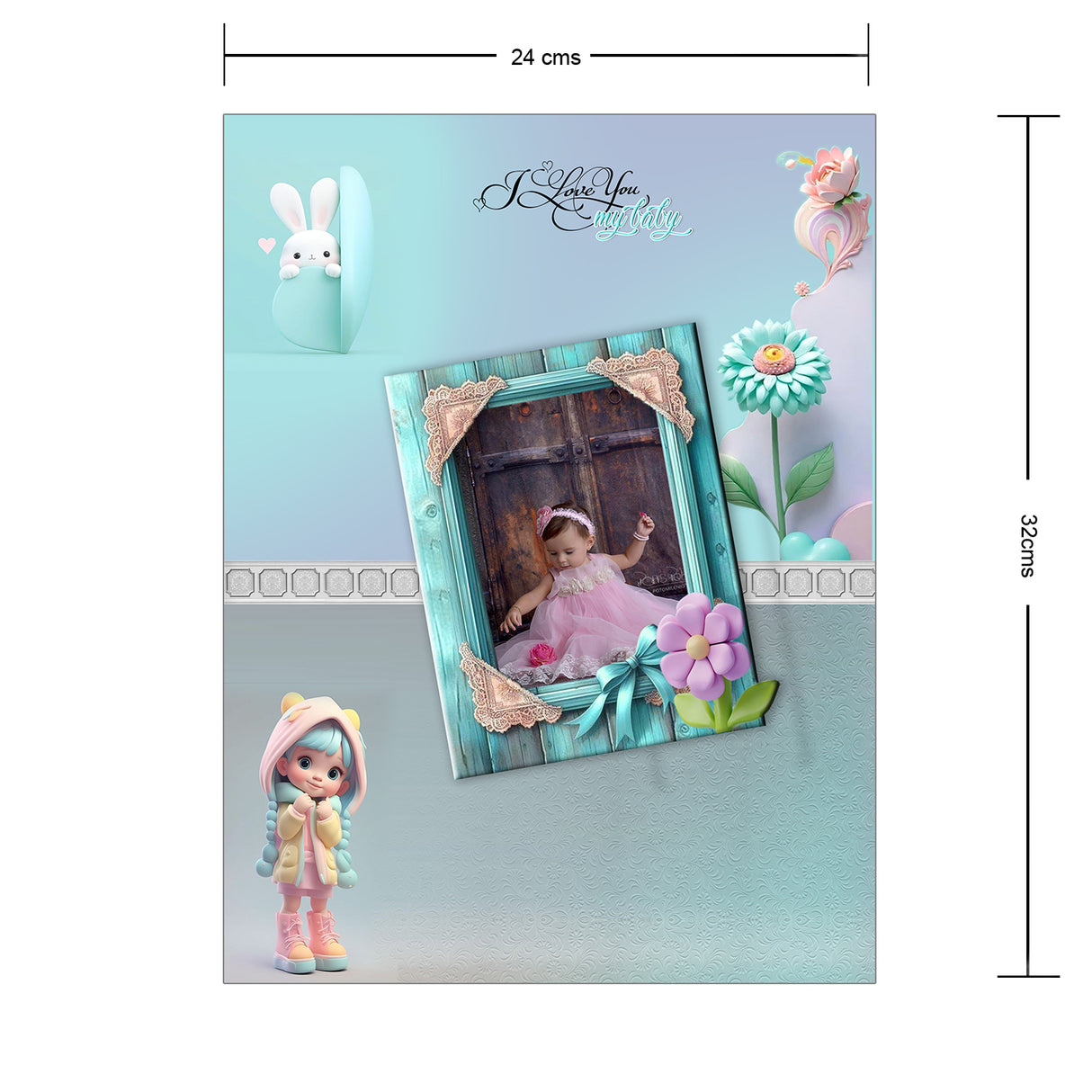 Álbum de Fotos Niña Flor Verde 24x32cm Argollado de Veinte Páginas - ALBUMES DE FOTOS | Bylmo